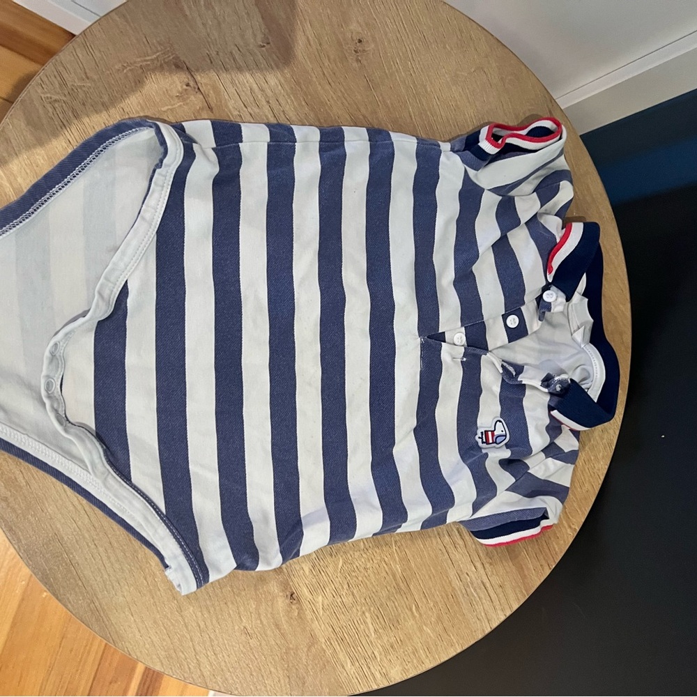 Mayoral Navy and White Striped Polo Shirt